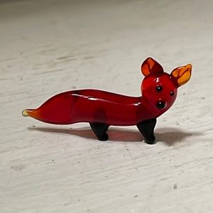Miniature Glass Fox Figurine